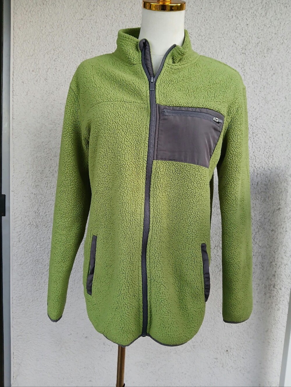 All in motion Olive Green Teddy Fleece Jacket with Gray Trim